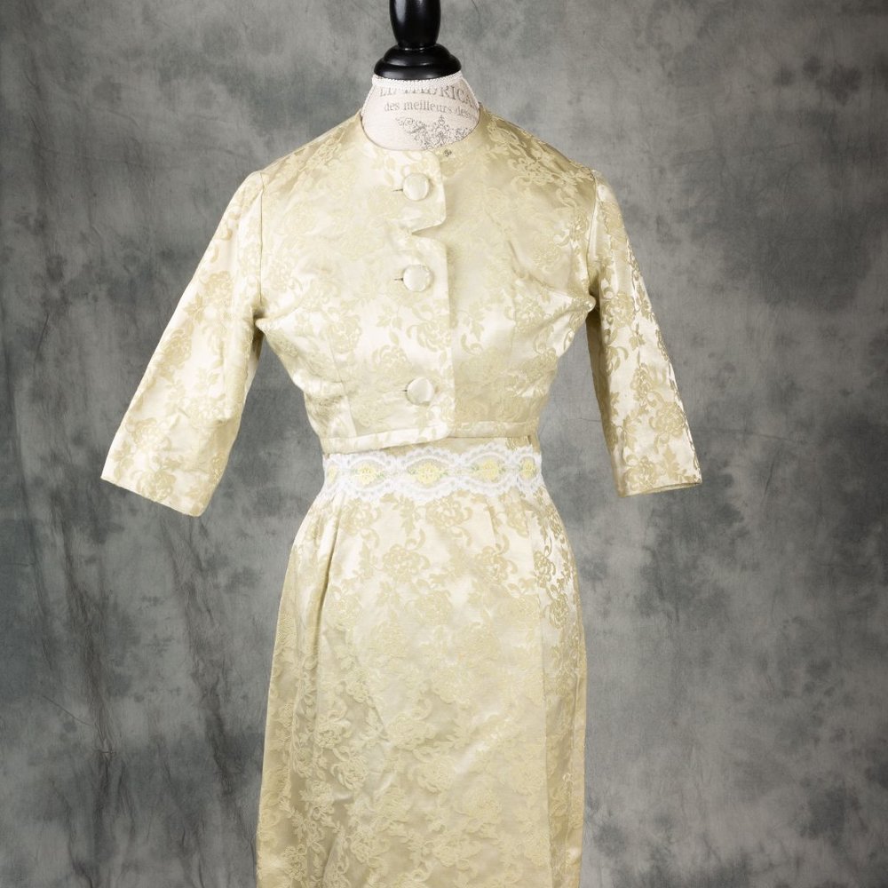 Vtg cream cocktail dress 50s/60s Patty Petite